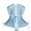 Baby Blue Double Boned Underbust Corset Turquoise Waist Trainer Bustier Top - Image 3