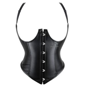 Black Satin Hand Made Underbust Corset With Shoulder Straps Gothic Halloween Costume Bustier Top
