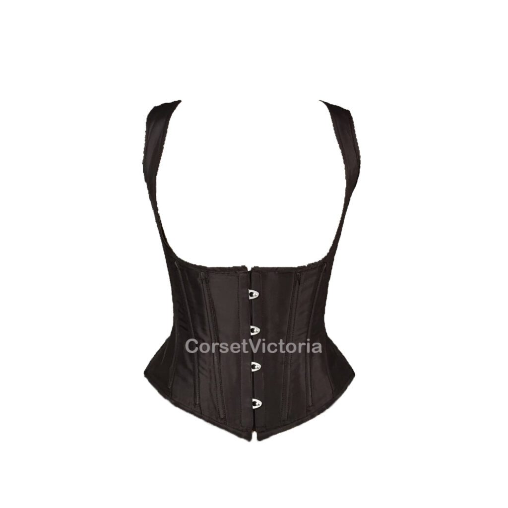 Black satin under bust corset