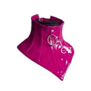 Pink PVC Leather Neck Corset O ring Steel Boned Gothic Halloween Costume Accessories Posture Collar