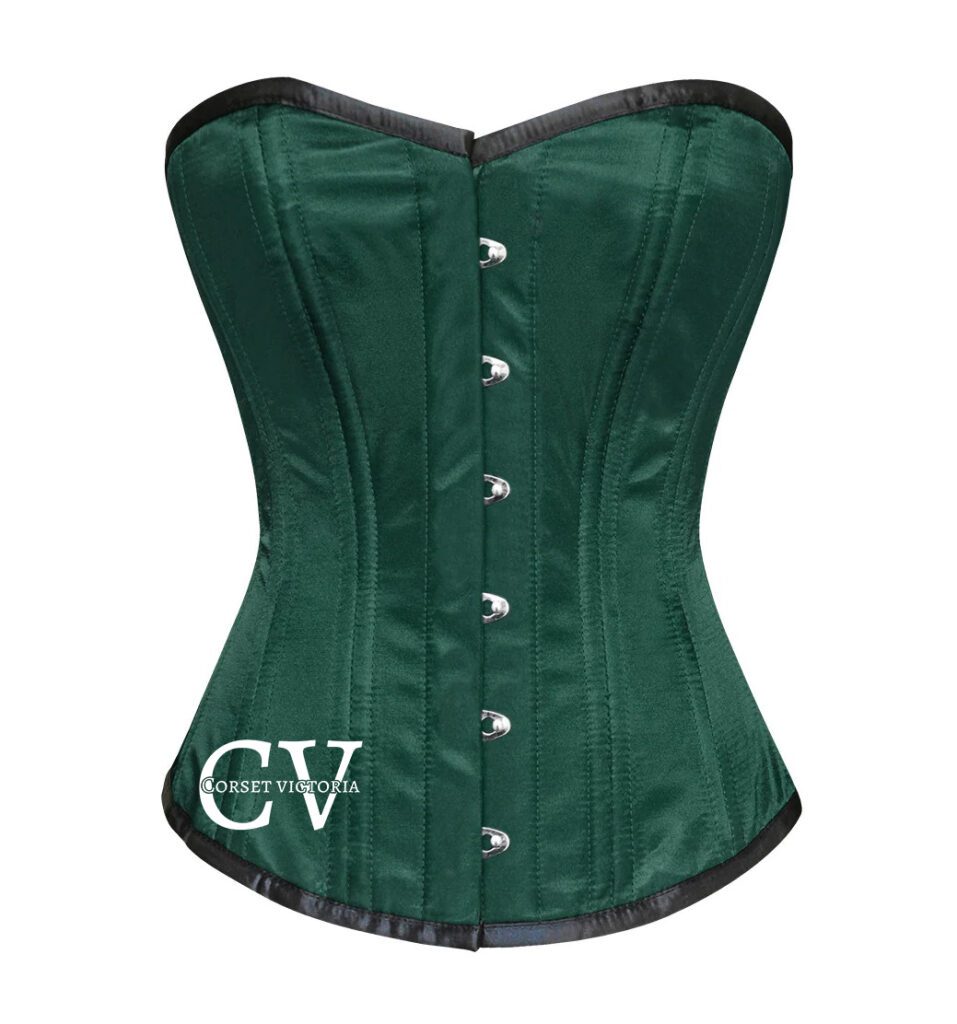 Emerald Green Satin Burlesque Corset Goth Victorian Glamour