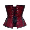 Red Black Brocade Gothic Overbust Zipper Corset Handmade Vintage Steampunk Halloween Costume - Image 2