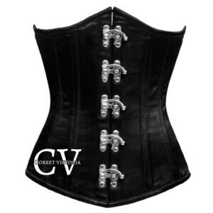 Black Underbust Corset Heavy Duty Double Boned Waist Training Seal Lock Bustier Top