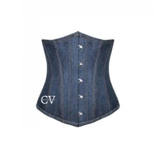 Blue Denim Underbust Corset Costume Waist Training blue bustier top