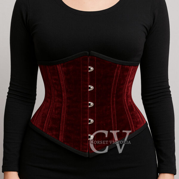 Luxury Red Velvet Underbust Corset | Gothic Halloween Costume Waist Cincher – CorsetVictoria