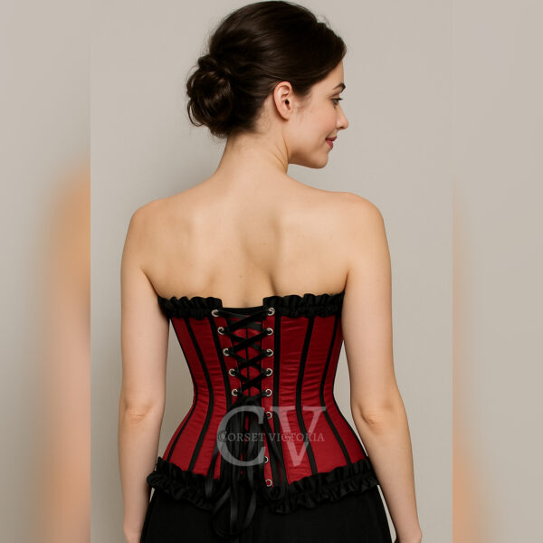 Red Overbust Corset with Ruffle Gothic Halloween Costume