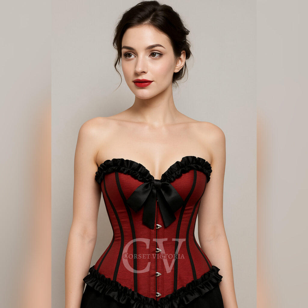 Red Overbust Corset with Ruffle Gothic Halloween Costume