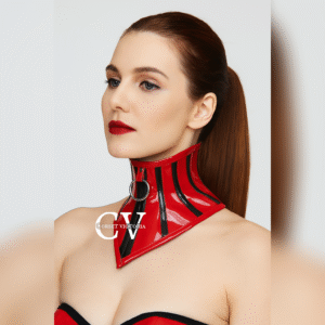 Black And Blacl Gothic Neck Corset with O-Ring For Halloween