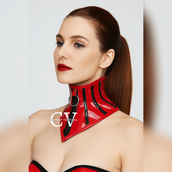 Black And Blacl Gothic Neck Corset with O-Ring For Halloween