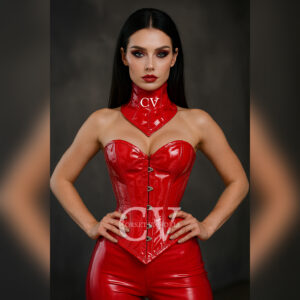 Red PVC Leather Corset With Matching Neck Corset Combo