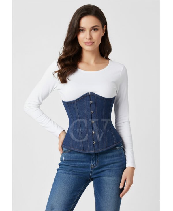 Corsetvictoria Denim Underbust Corset Gothic Halloween Costume Waist Training