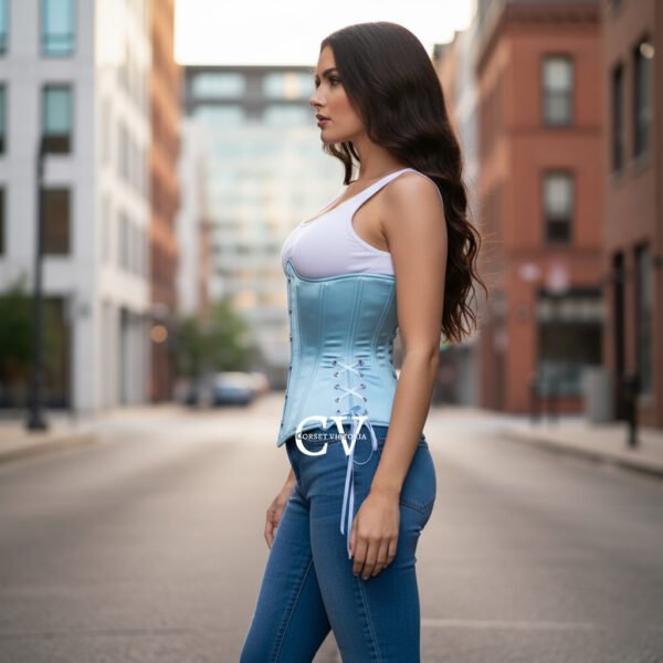 Light Blue Underbust Corset Waist Trainer Turquoise Bustier