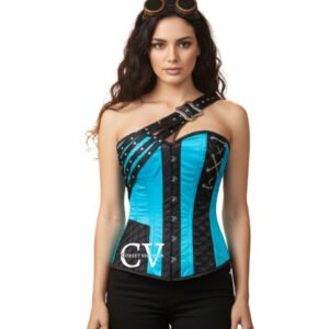 Blue Overbust Corset Shoulder Strap Halloween Costume Top
